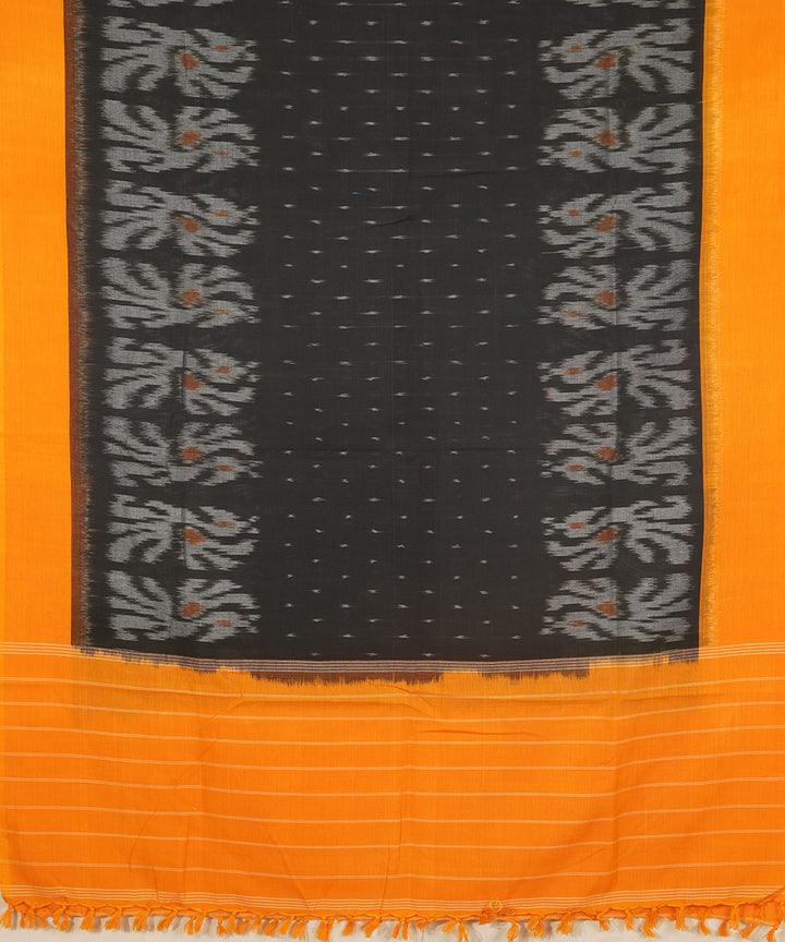 3pc Yellow black handwoven cotton pochampally ikat dress material