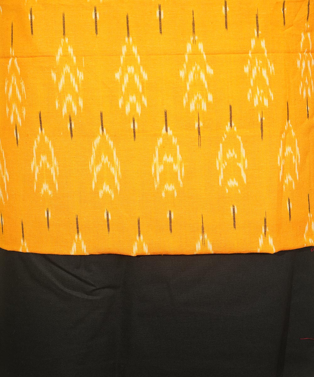 3pc Yellow black handwoven cotton pochampally ikat dress material