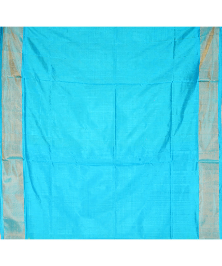 Yellow cyan blue silk handloom pochampally ikat saree