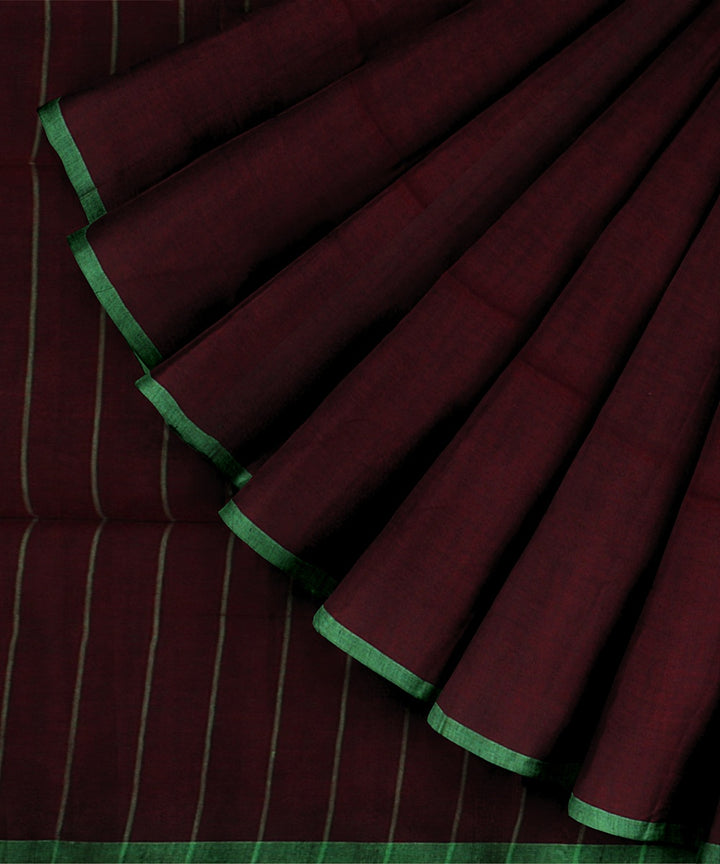 Maroon light green handloom cotton bengal saree