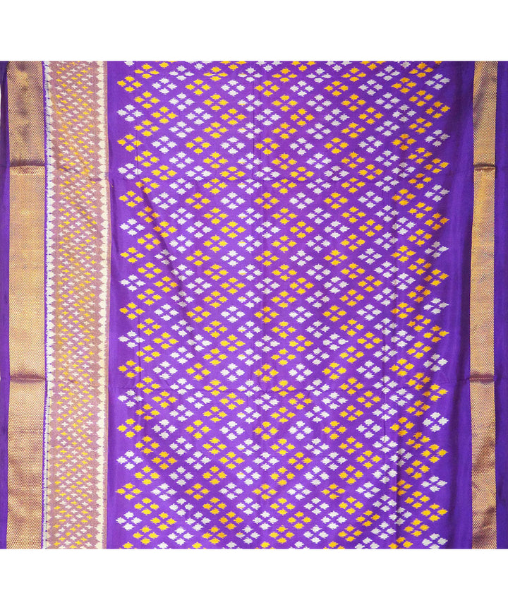 Magenta blue handwoven pochampally ikat silk saree