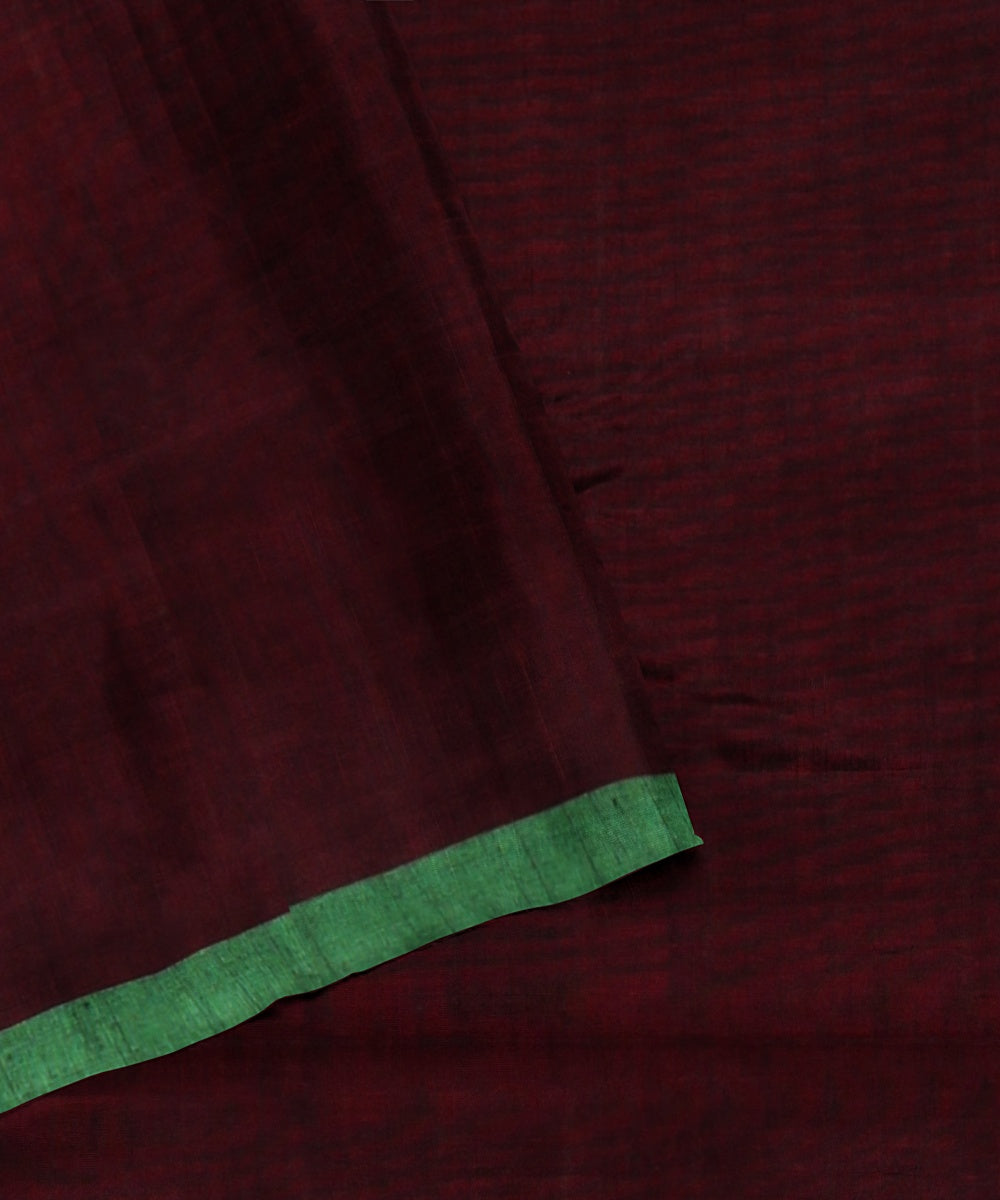 Maroon light green handloom cotton bengal saree