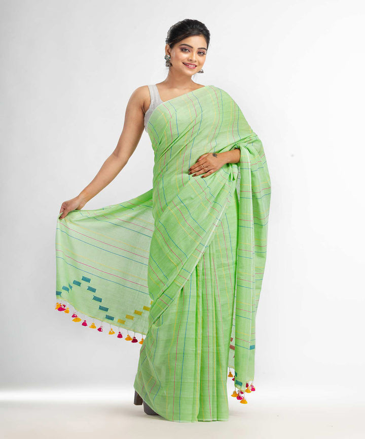 Light green handwoven bengal cotton saree