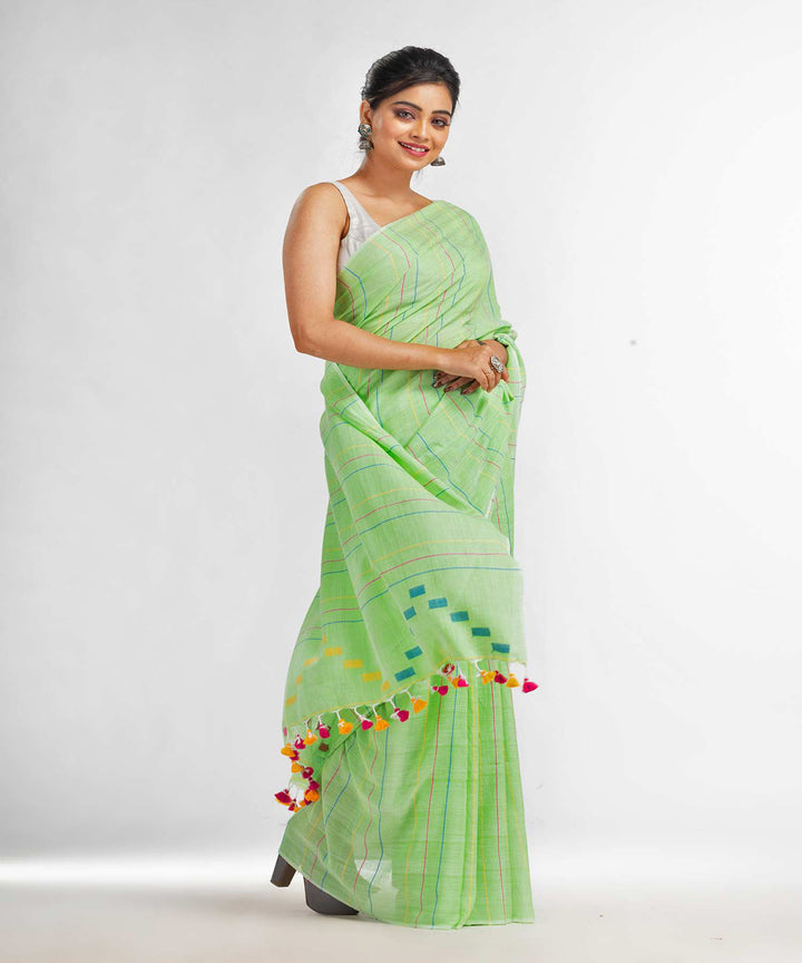 Light green handwoven bengal cotton saree