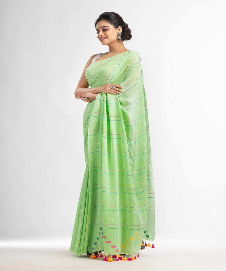 Light green handwoven bengal cotton saree