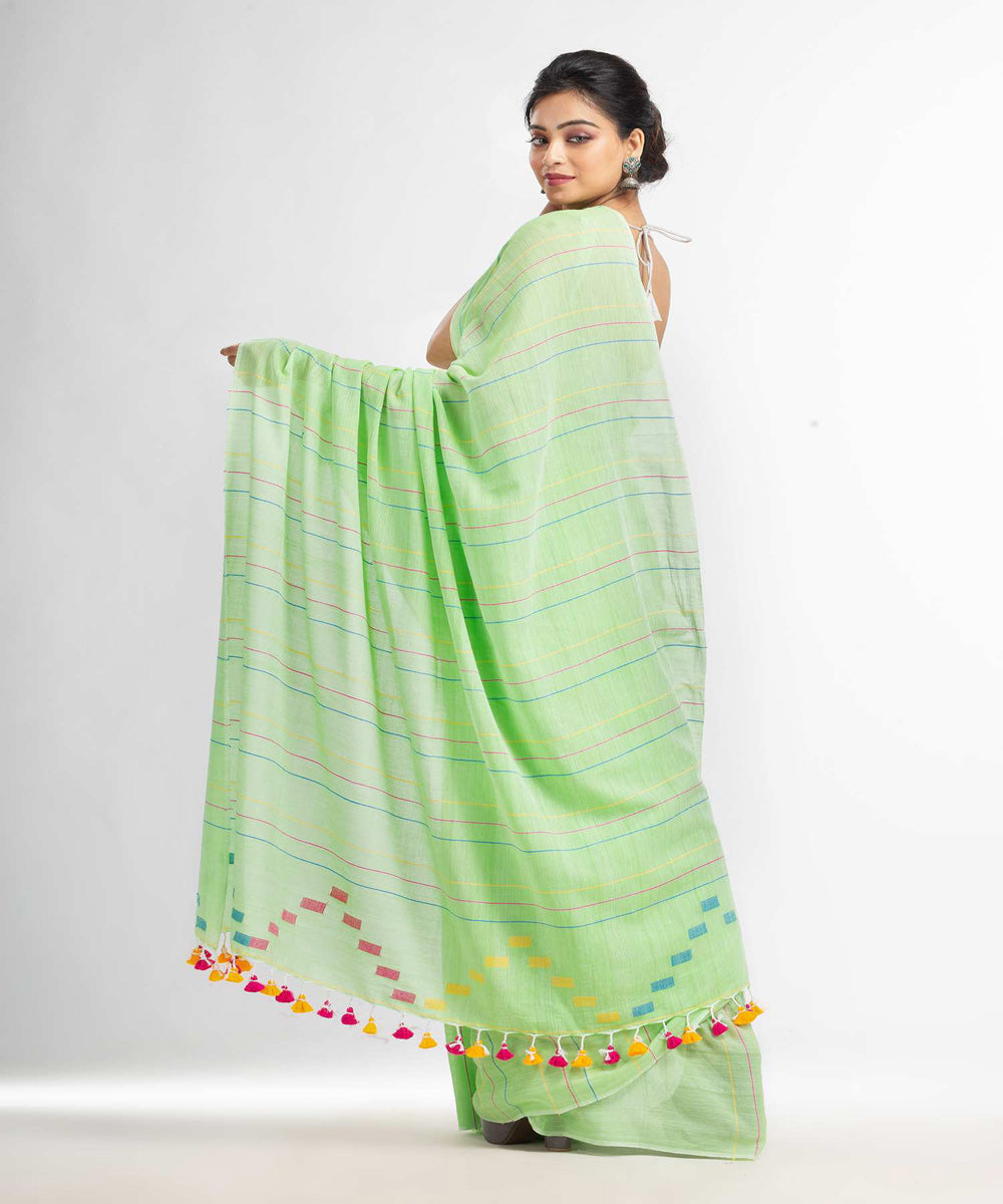 Light green handwoven bengal cotton saree