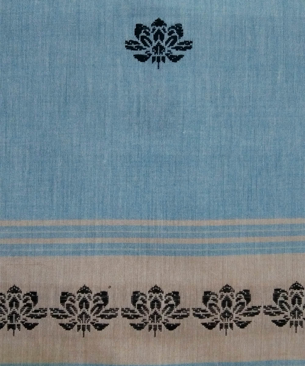 2.5 mtr sky blue white handwoven cotton bomkai kurta material