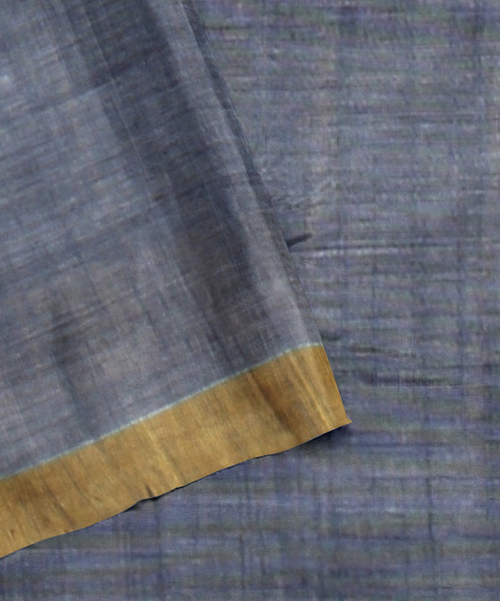 Blueish grey handloom cotton bengal saree