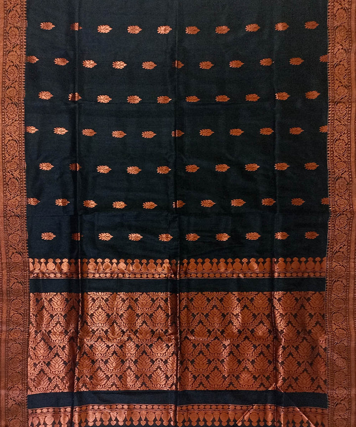 Black copper cotton silk handloom bengal saree