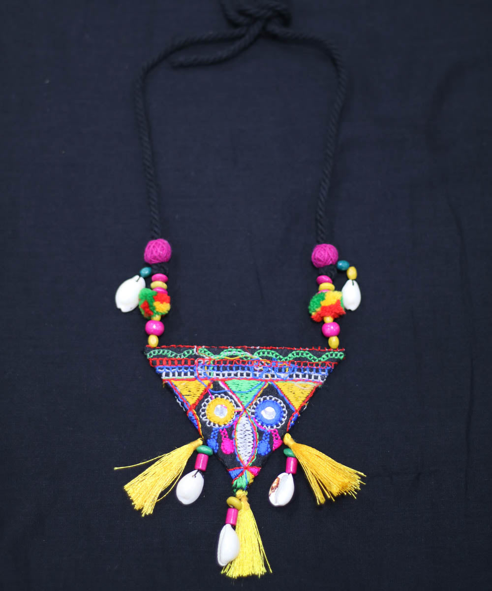 Multicolor cotton hand embroidered necklace