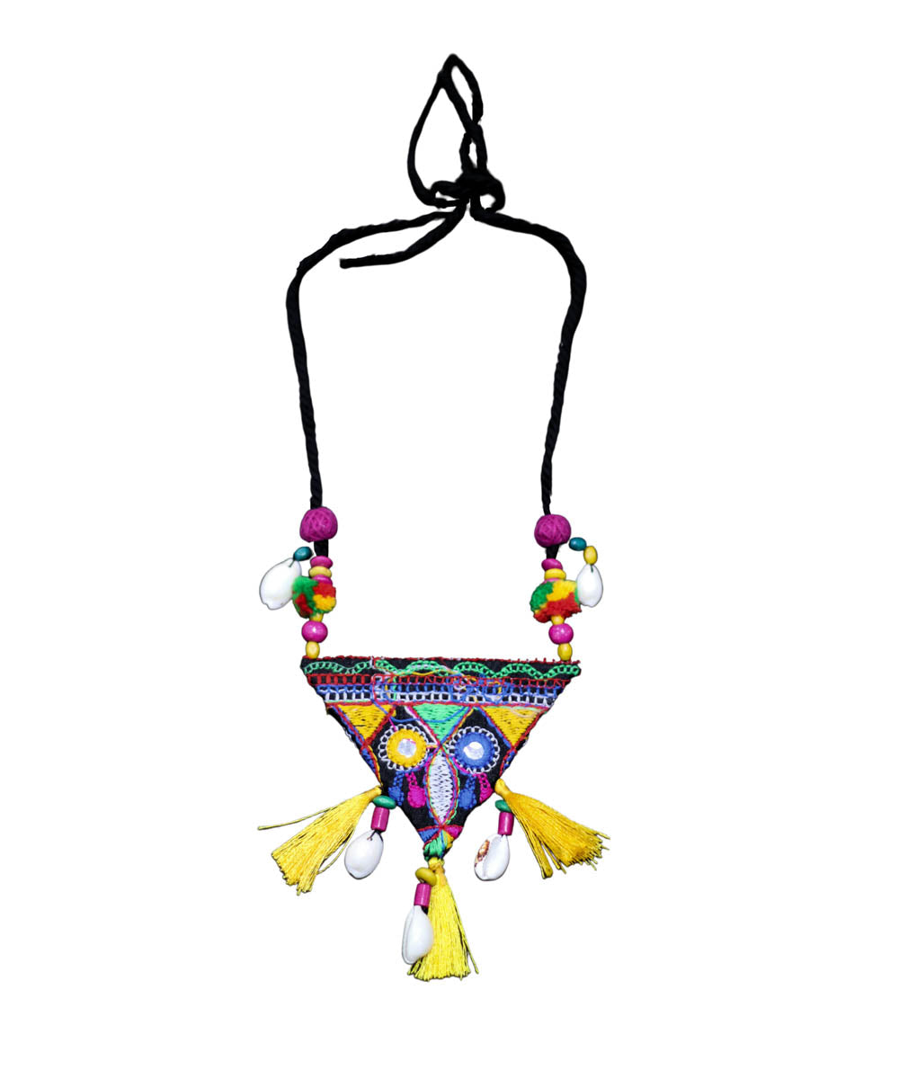 Multicolor cotton hand embroidered necklace