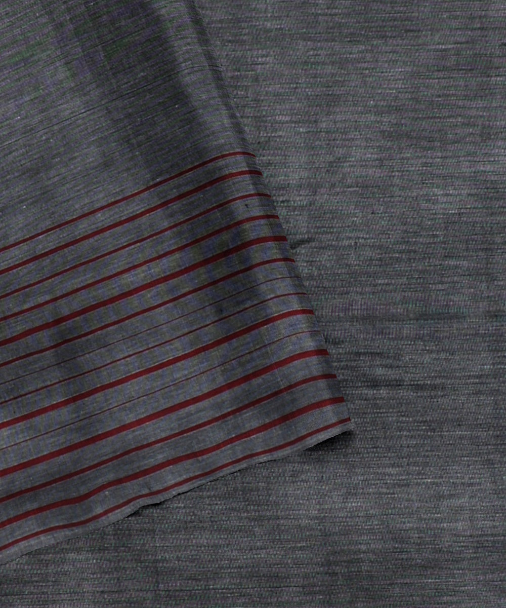 Grey red handwoven cotton bengal saree