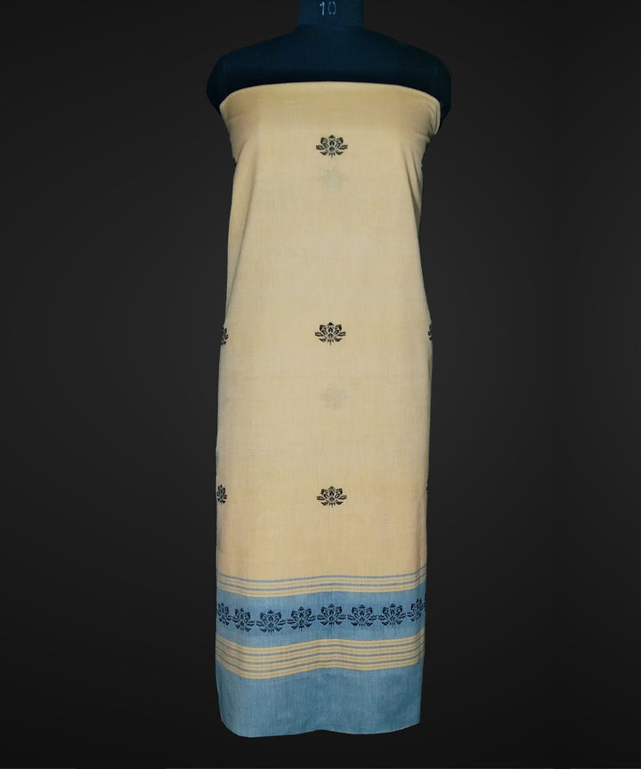 2.5 mtr cream white handloom cotton bomkai kurta material