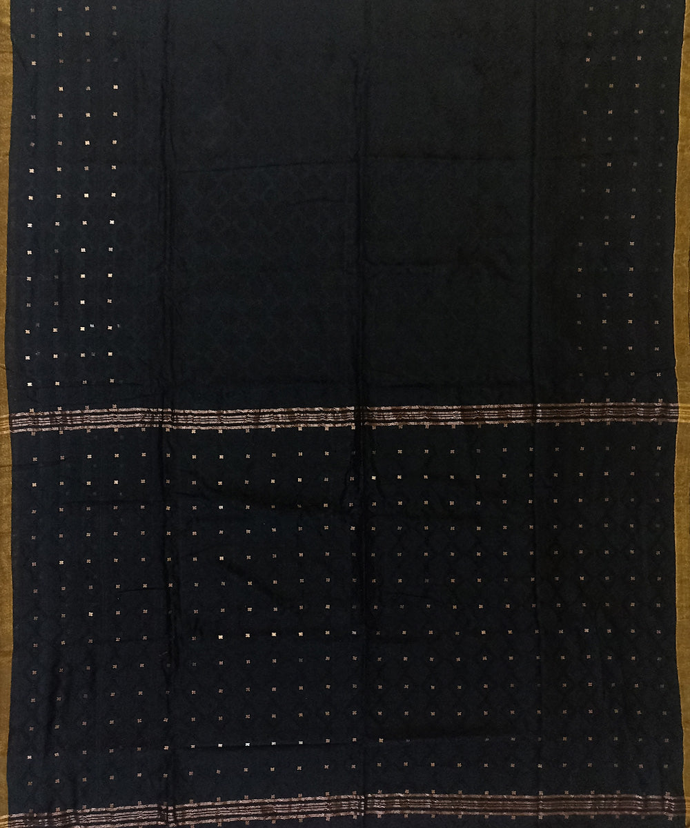 Black cotton silk handloom bengal saree