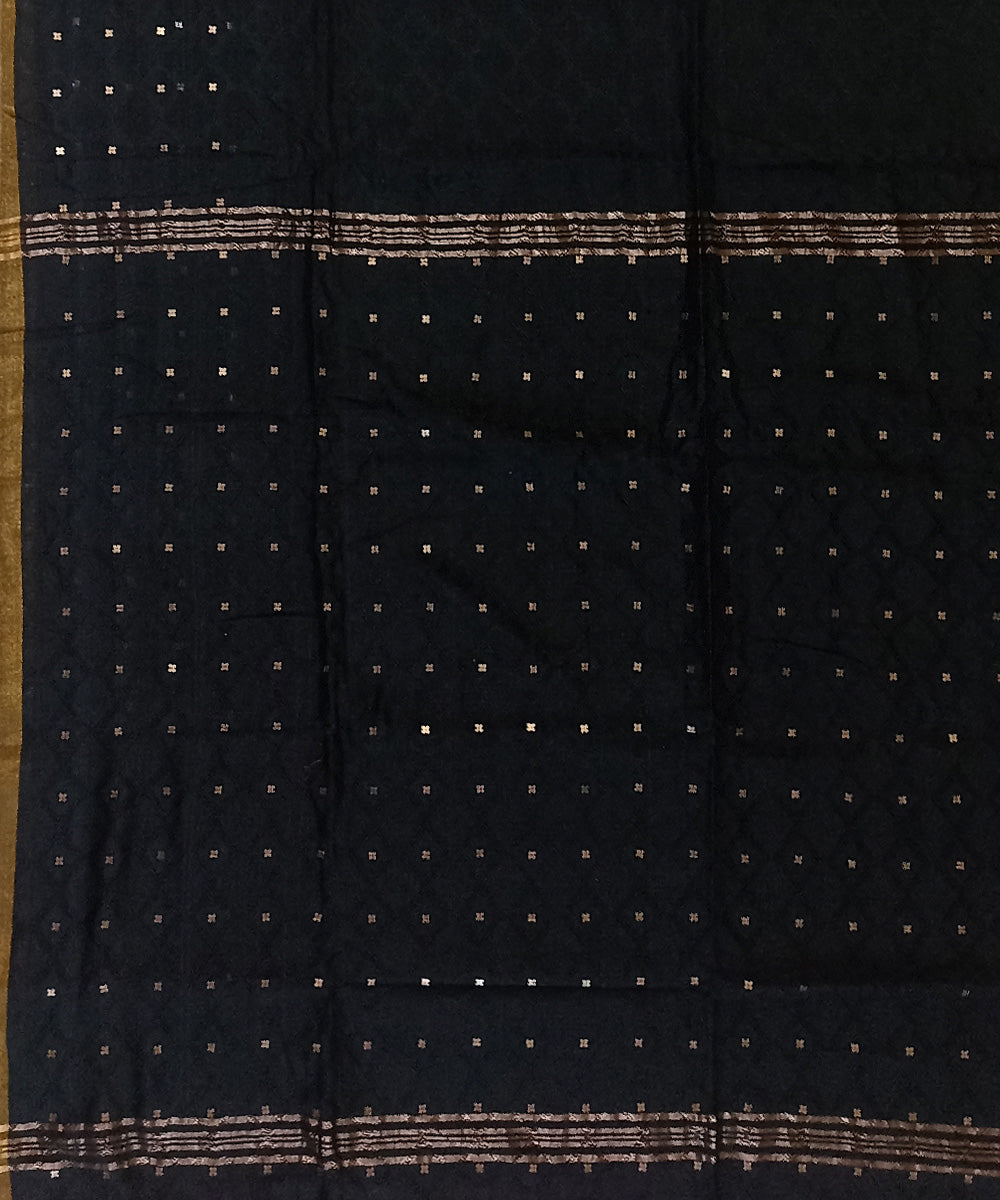 Black cotton silk handloom bengal saree