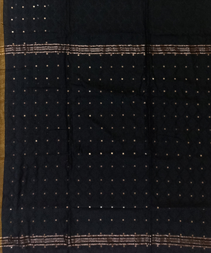 Black cotton silk handloom bengal saree