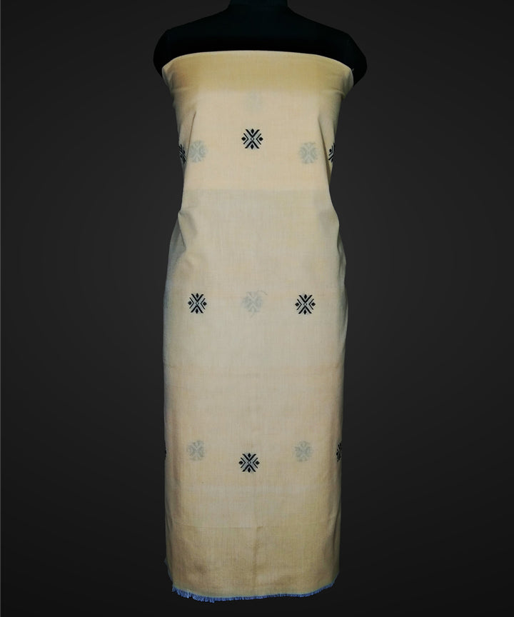 2.5 mtr cream white bomkai handwoven cotton kurta material