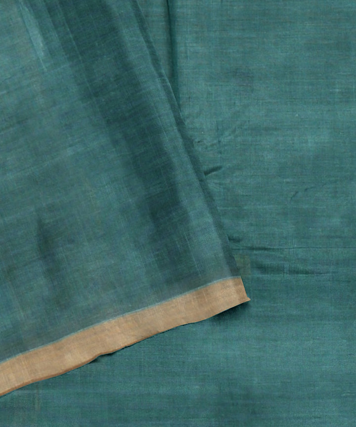 Cyan blue handloom cotton bengal saree