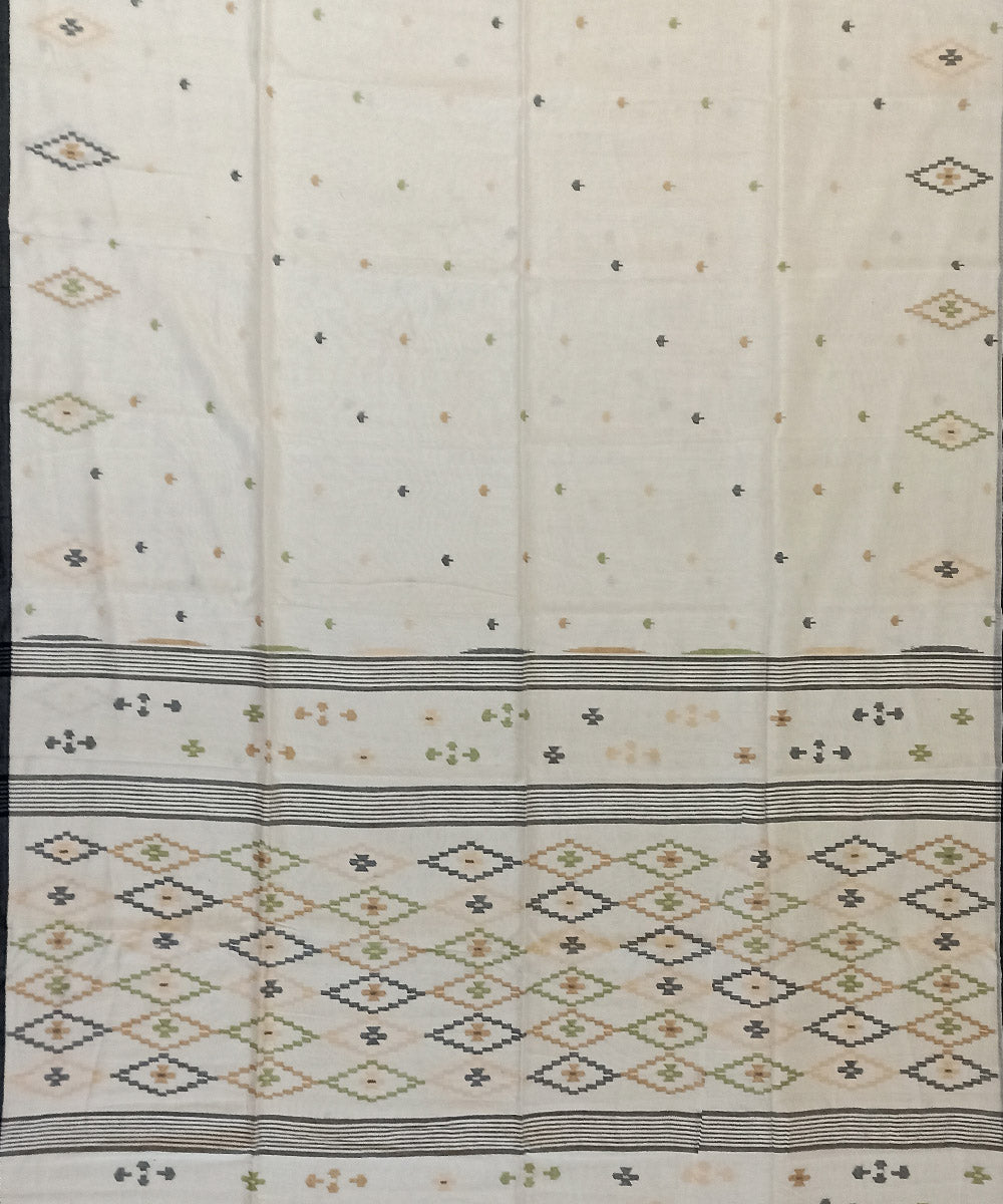 Beige cotton handloom bengal saree
