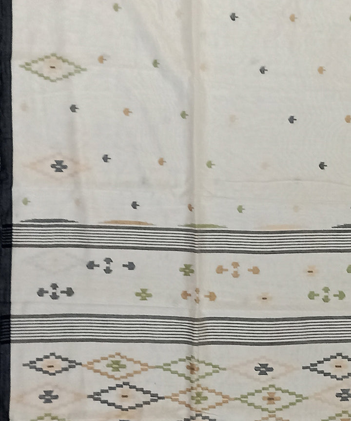 Beige cotton handloom bengal saree