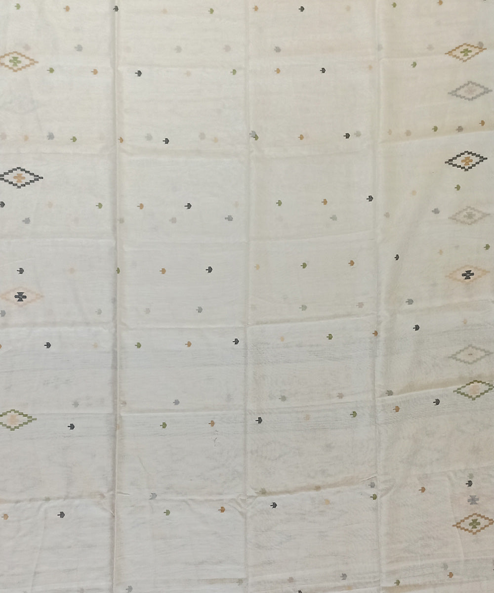 Beige cotton handloom bengal saree