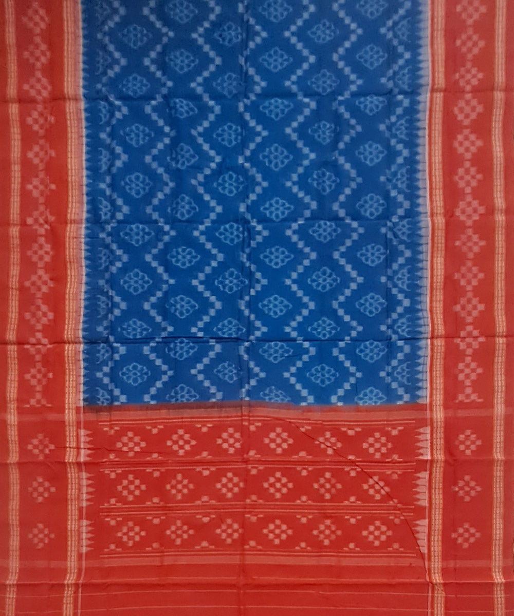 Cobalt blue orange handloom cotton sambalpuri dupatta