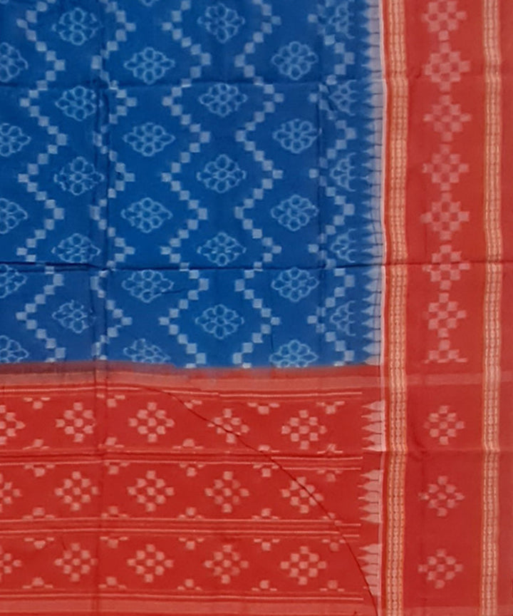 Cobalt blue orange handloom cotton sambalpuri dupatta
