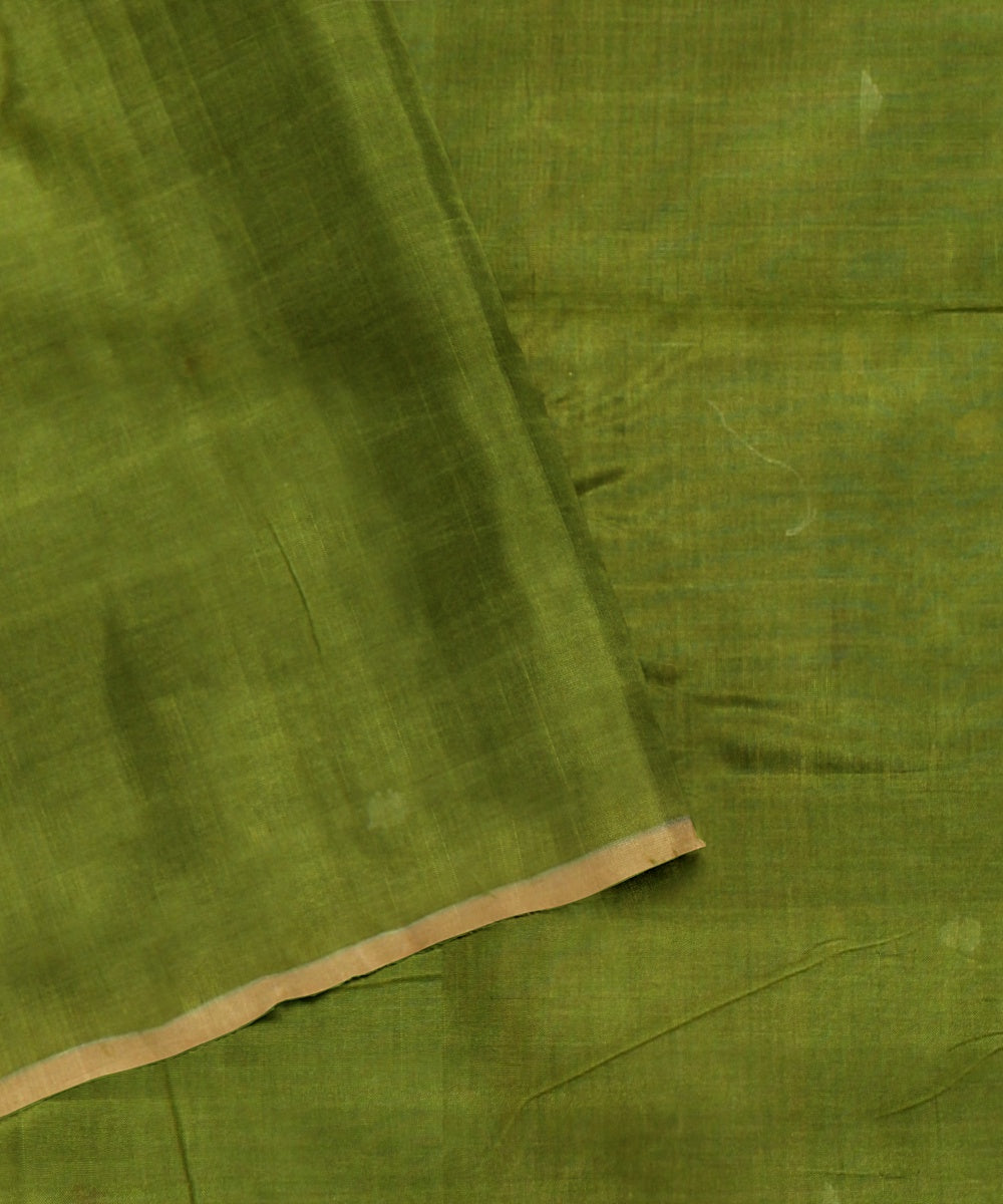 Olive green cotton handloom bengal saree