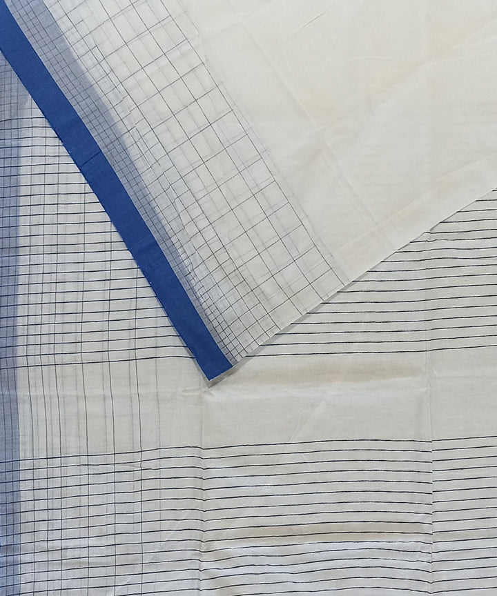 White blue cotton handloom bengal saree