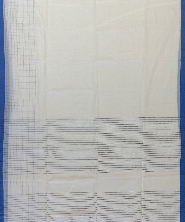 White blue cotton handloom bengal saree