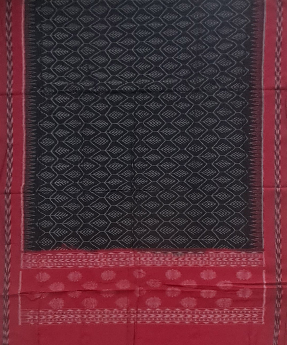 Black maroon single ikat handloom cotton sambalpuridupatta