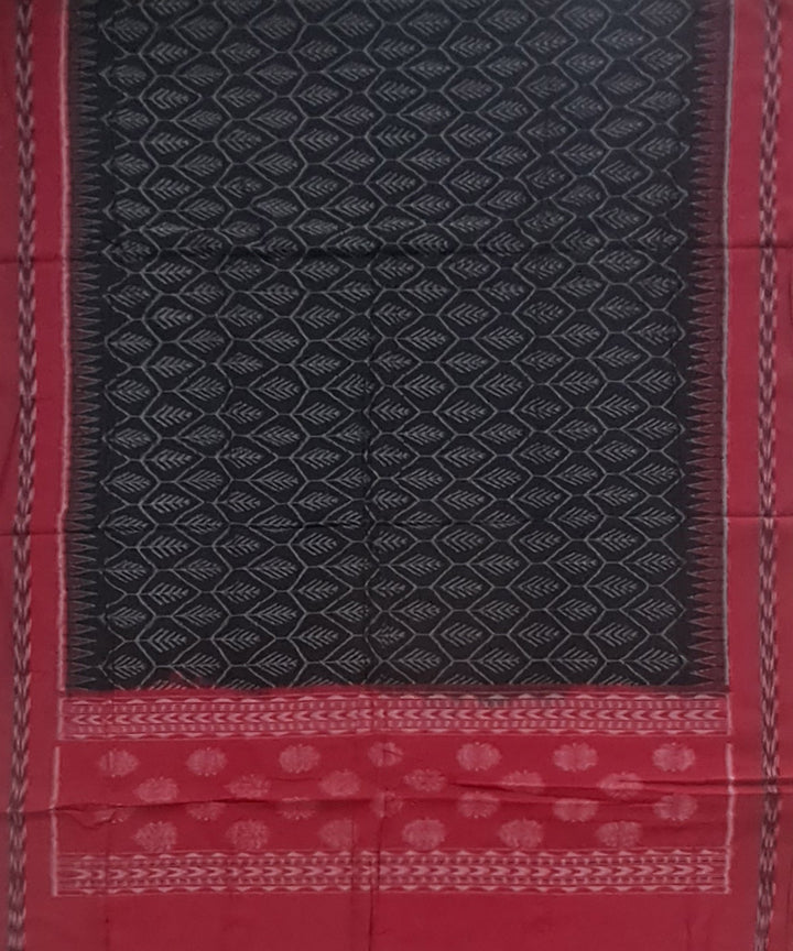 Black maroon single ikat handloom cotton sambalpuridupatta