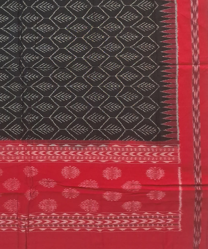 Black maroon single ikat handloom cotton sambalpuridupatta