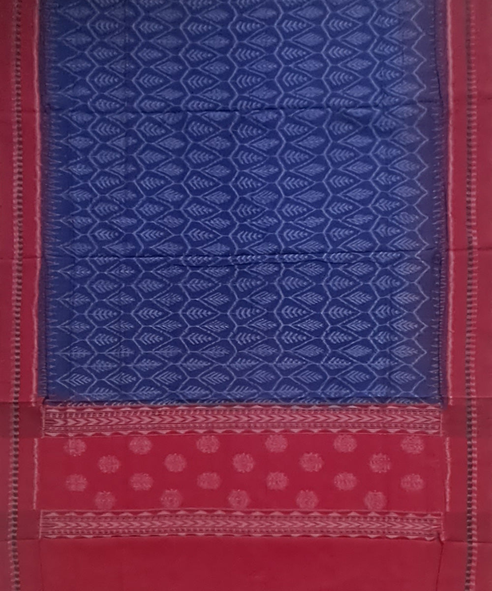 Deep blue maroon handloom cotton sambalpuri dupatta