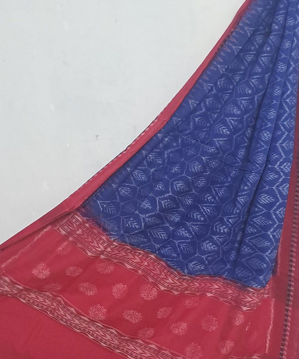 Deep blue maroon handloom cotton sambalpuri dupatta