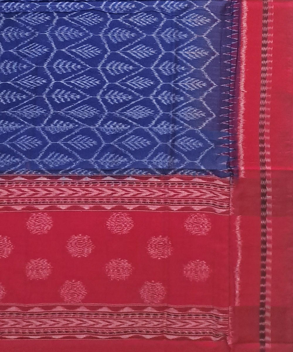 Deep blue maroon handloom cotton sambalpuri dupatta