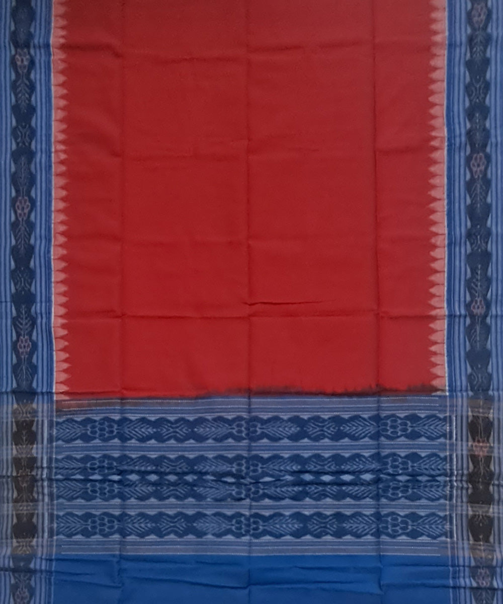 Crimson red blue handloom cotton sambalpuri dupatta