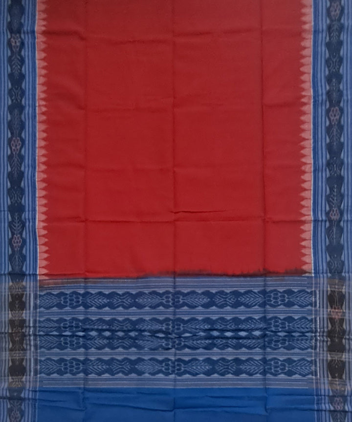 Crimson red blue handloom cotton sambalpuri dupatta