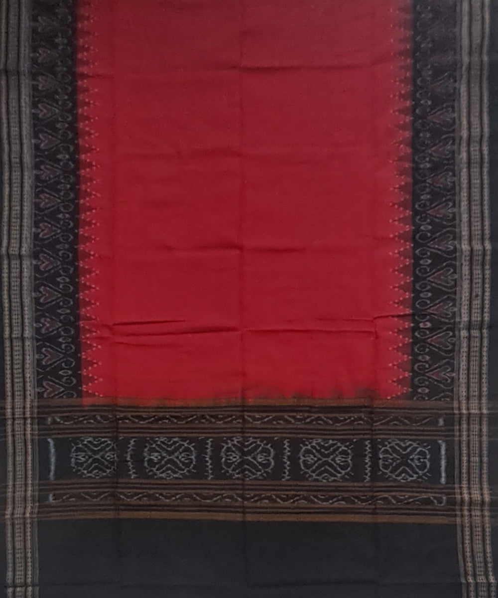 Maroon black handloom cotton plain sambalpuri dupatta
