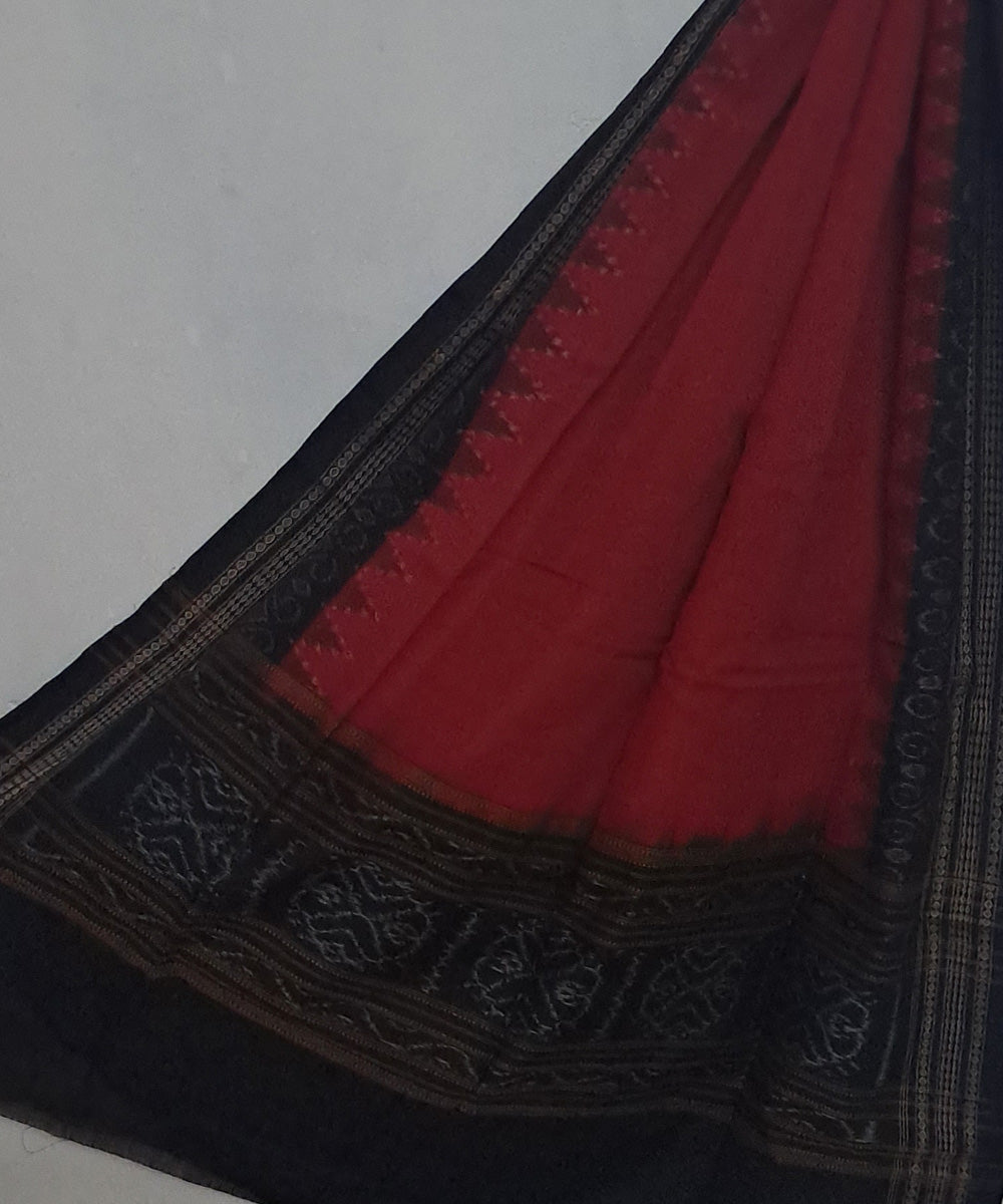 Maroon black handloom cotton plain sambalpuri dupatta