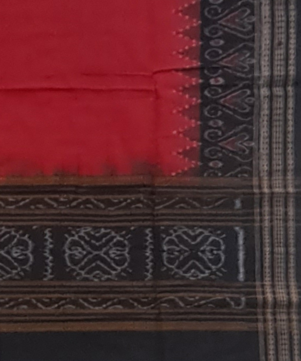 Maroon black handloom cotton plain sambalpuri dupatta