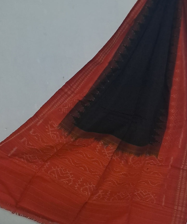 Black rust handloom cotton plain sambalpuri dupatta