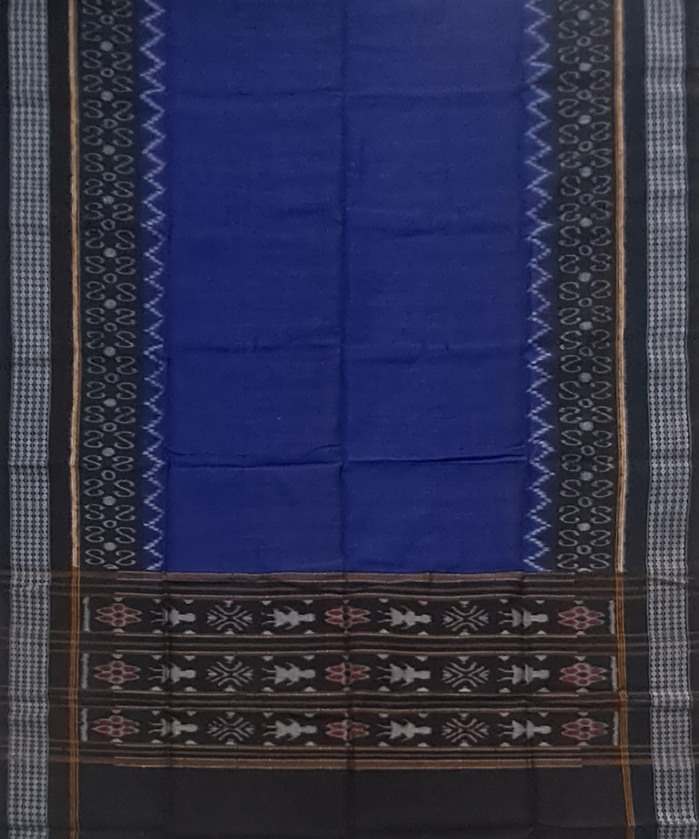 Deep blue black handloom cotton sambalpuri dupatta