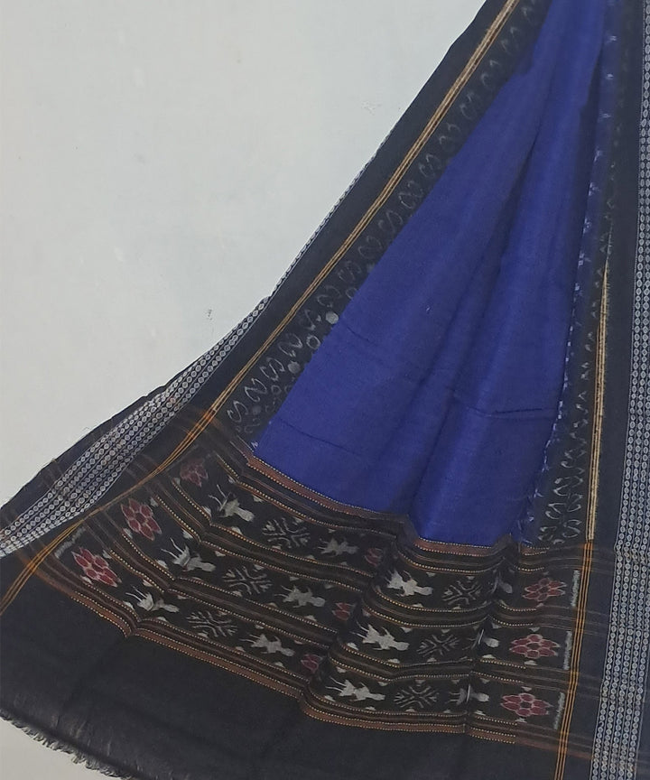 Deep blue black handloom cotton sambalpuri dupatta