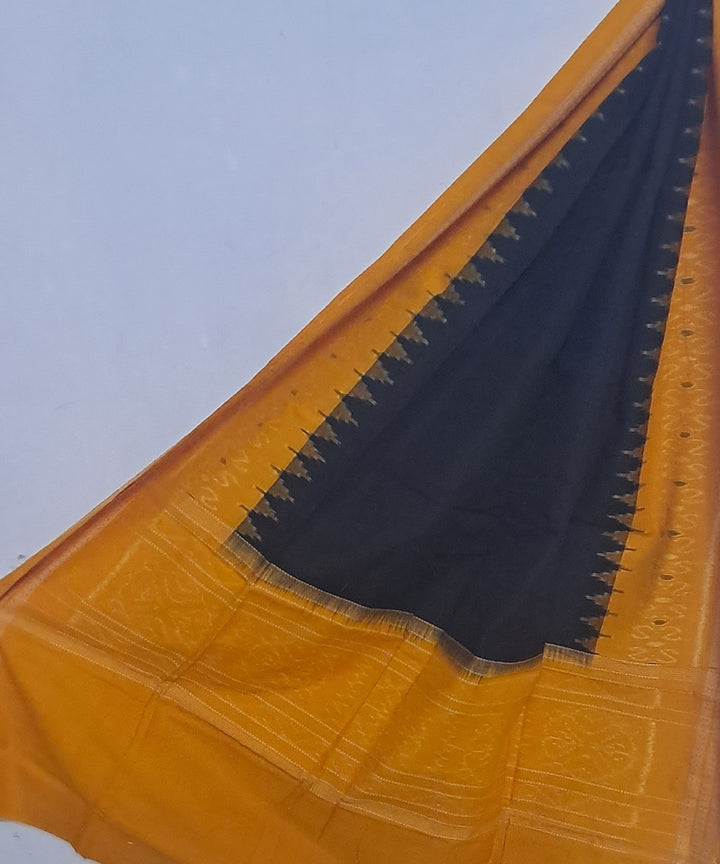 Black yellow handloom cotton sambalpuri dupatta