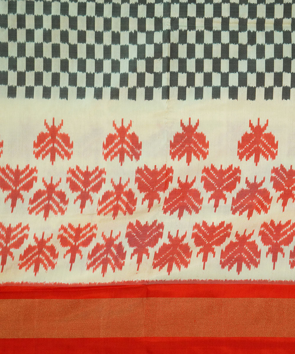 Multicolor red handwoven pochampally ikat silk saree