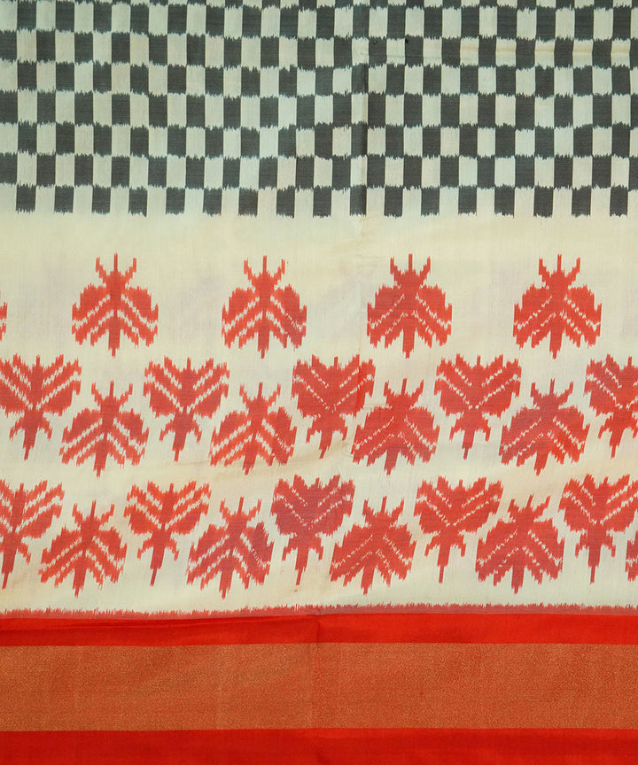 Multicolor red handwoven pochampally ikat silk saree