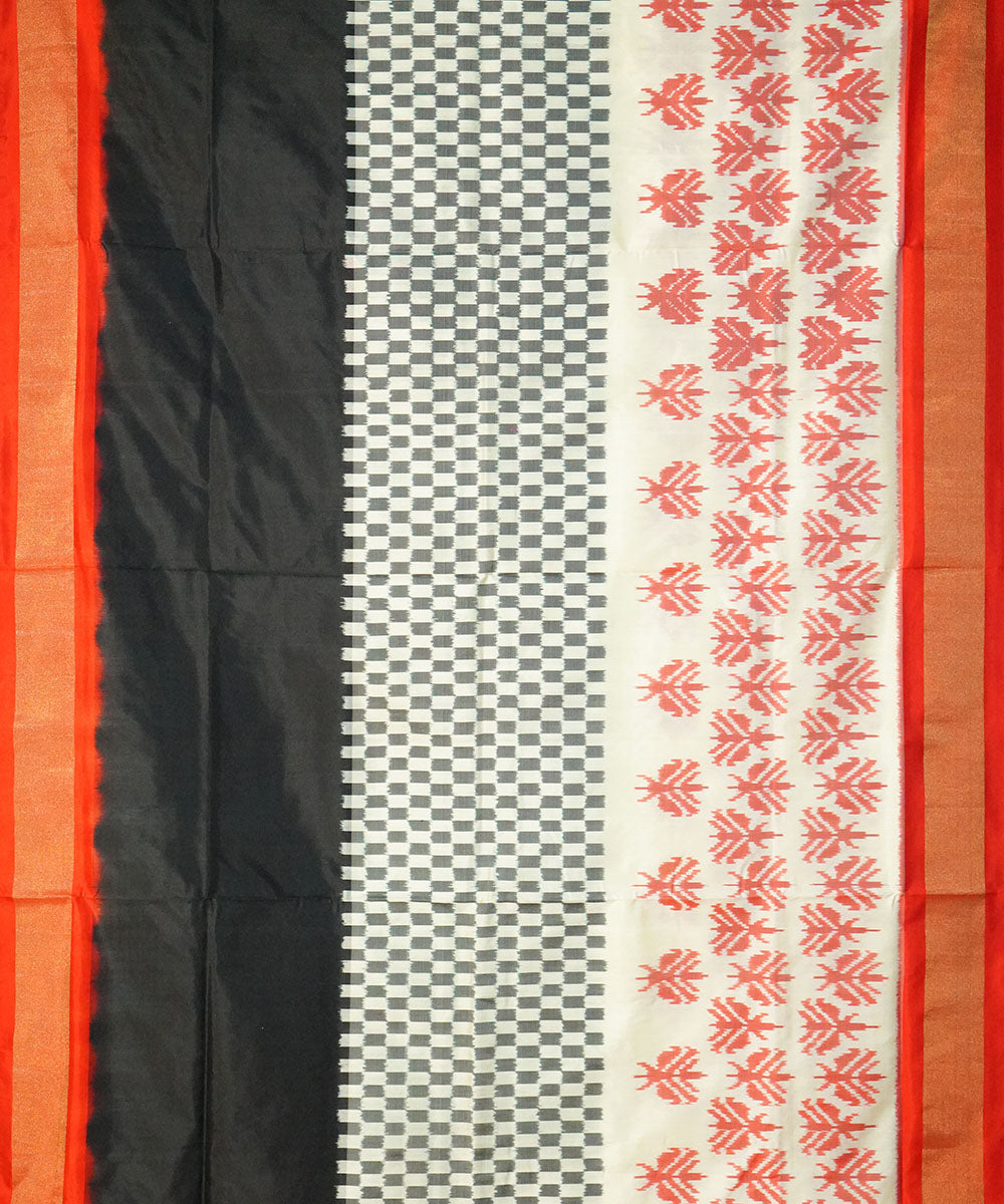 Multicolor red handwoven pochampally ikat silk saree