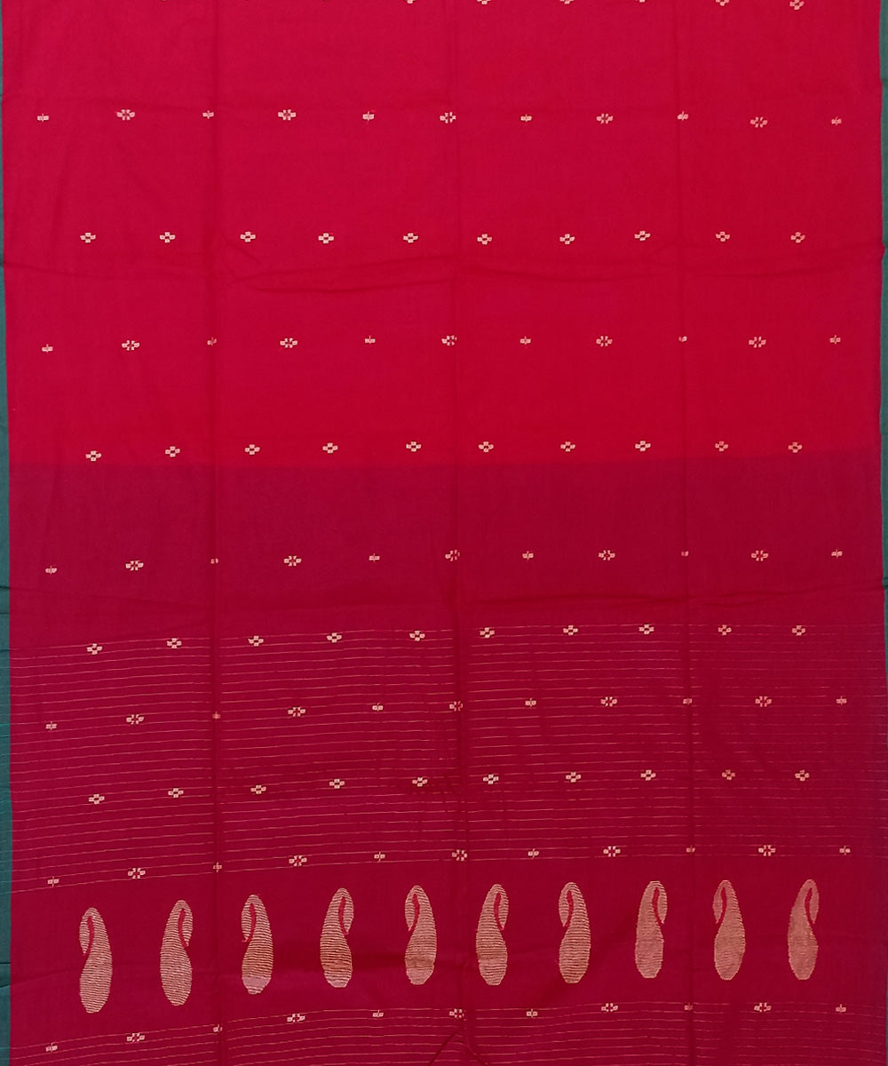 Pink green cotton bengal handloomsaree