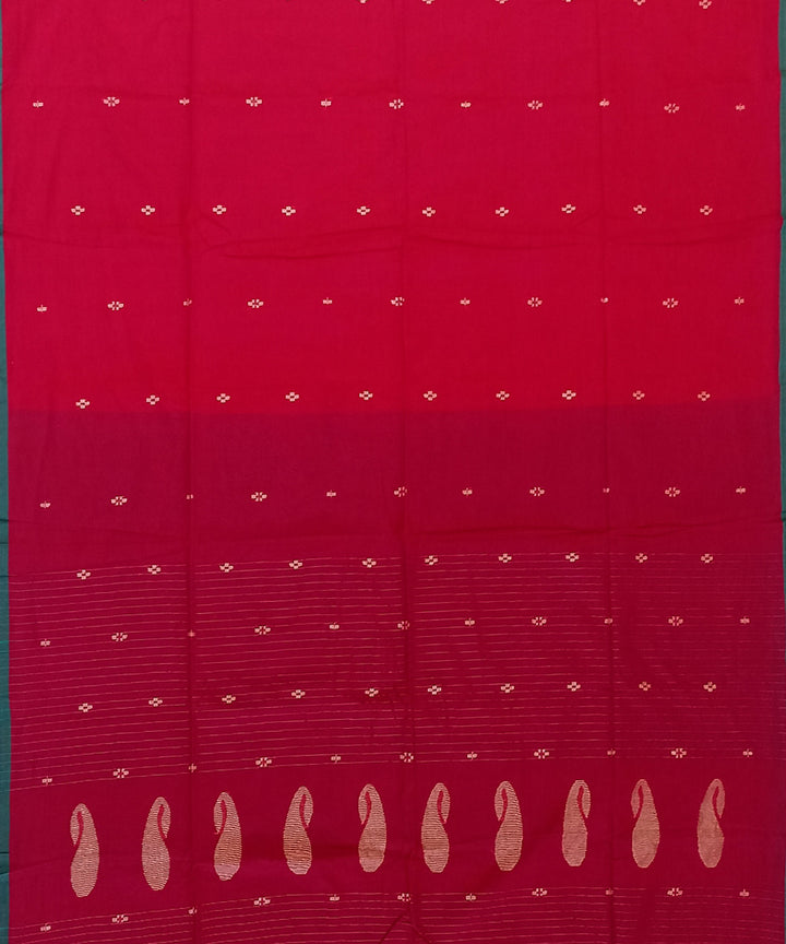 Pink green cotton bengal handloomsaree